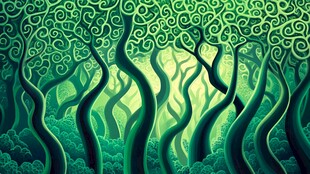 奇幻绿林 神秘树影交织