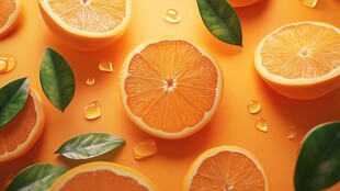 橙香四溢 鲜橙与绿叶的邂逅