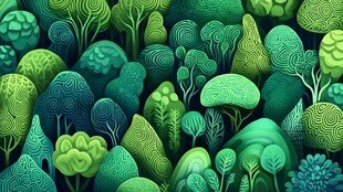 奇幻绿意森林插画背景