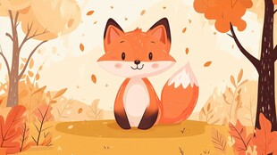 秋日林中的可爱小狐狸