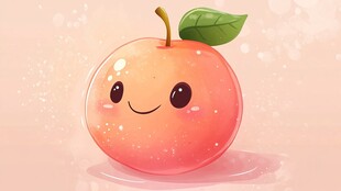 可爱笑脸水蜜桃插画