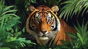 丛林中的威严老虎