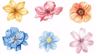 多彩手绘花卉图案集合