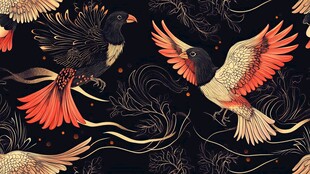 双鸟纷飞中式花纹图案