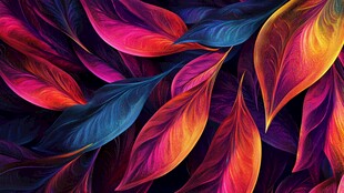 绚丽多彩叶片梦幻背景图