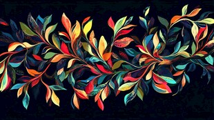 多彩树叶花纹装饰图案