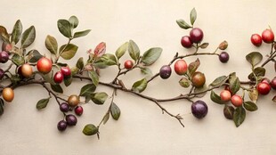 多彩浆果枝叶装饰图