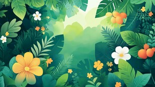 热带花卉绿植背景图