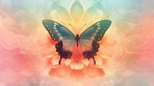 梦幻蝴蝶绽放于绚烂花朵间