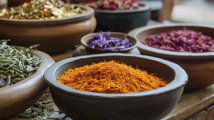 多彩香料碗中盛放