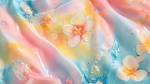 梦幻花卉印染多彩丝绸