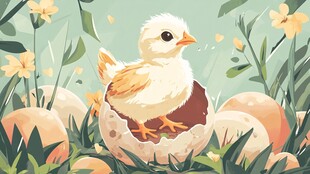 破壳而出的可爱小黄鸡