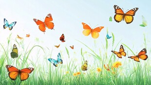 蝶舞青草间的烂漫春光