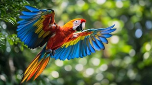 五彩鹦鹉展翅翱翔