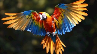 五彩鹦鹉展翅翱翔