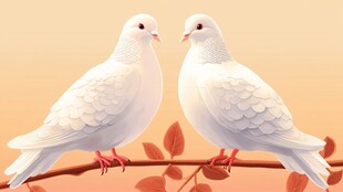 双鸽栖枝 尽显优雅美好