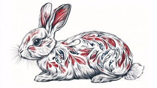 花纹装饰兔插画