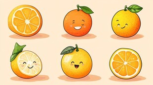 可爱笑脸橙子插画集合