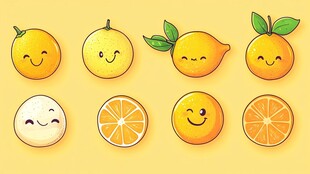 可爱笑脸柑橘插画集合