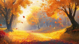 秋日梦幻林间小道