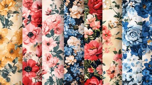 多彩花卉布料图案集合