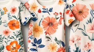 花卉图案儿童短袖T恤