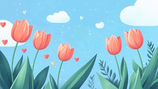 浪漫郁金香插画背景图