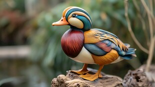 彩绘鸳鸯摆件 色彩绚丽夺目