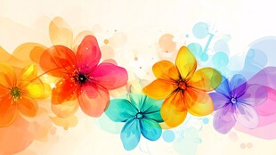 缤纷水彩花朵背景图