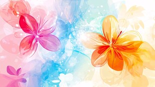 梦幻水彩花卉背景图
