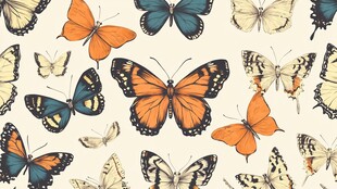 多彩蝴蝶无缝图案背景