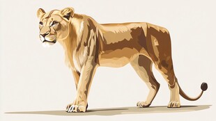 站立的雄狮插画形象