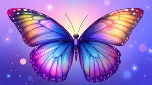梦幻炫彩蝴蝶在星芒中飞舞