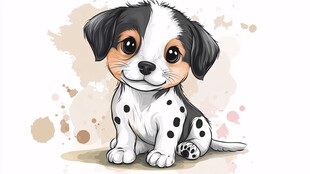 可爱斑点小狗萌趣插画