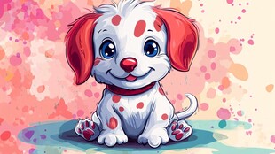 可爱斑点小狗卡通插画