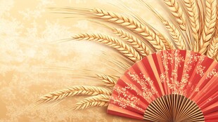 麦浪间的中式折扇风情