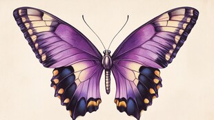 梦幻紫色蝴蝶插画