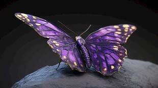 梦幻紫蝶栖息于石上