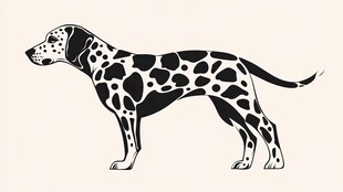 斑点狗黑白简约插画