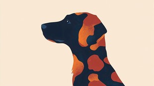 彩色斑点狗侧面轮廓图