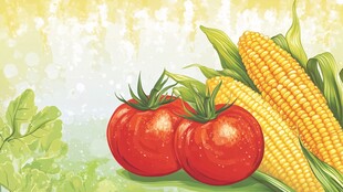田园风番茄玉米插画