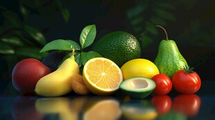 多彩新鲜水果静物组合