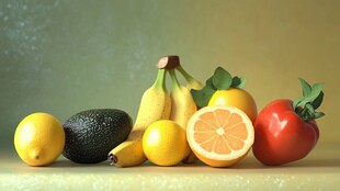 多彩新鲜水果静物组合