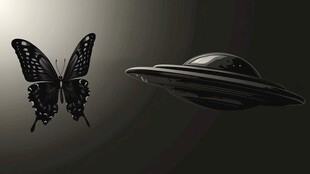 蝶与飞碟 奇幻的空中相遇