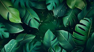 翠绿繁茂的热带植物叶片