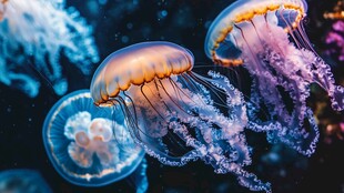 梦幻水母在水中优雅游动