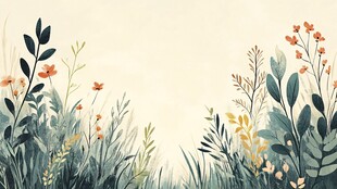 田园风花草插画背景