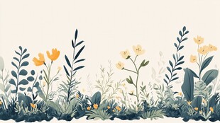 清新花草植物边框插画