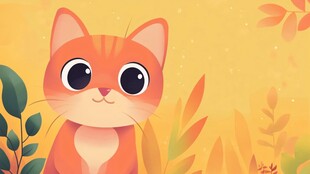 橘猫置身秋日植物中