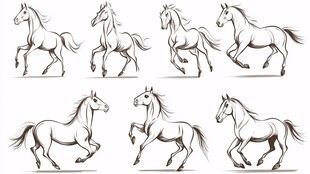 奔跑骏马插画集合